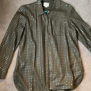 Maeve Olive Colored Sequined Top